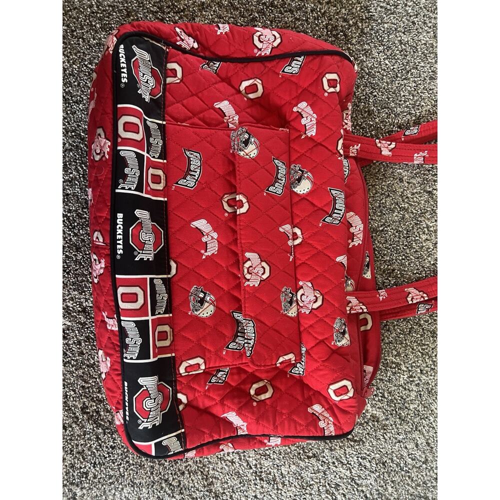 Vera Bradley Ohio State Buckeyes Quilted Duffel Bag Red Football Travel Weekend - Picture 6 of 7
